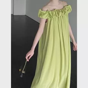 Платье-труба Luxi Tencel на одно плечо с оборками - корейский стиль M