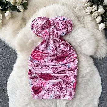 Платье-труба с принтом RUGOD, осеннее женское платье на талии для отдыха на берегу моря, хип-платье