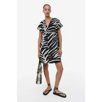 Платье-туника из хлопка HM с черным белым узором 1126550003 XSEUR XSP