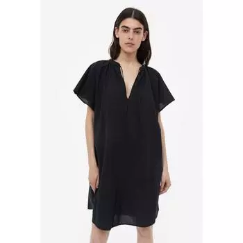 Платье-туника из хлопка H&M черное 1126550005