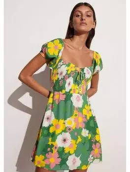 Платье-туника из искусственного шелка длиной ниже колена, облегающее и расклешенное, для женщин S зелёный