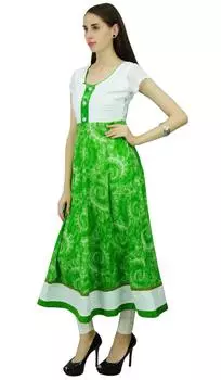Платье-туника Phagun из хлопка с цветочным узором Designer Kurta Anarkali Kurti 10