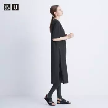 Платье UNIQLO из креп-хлопка с короткими рукавами