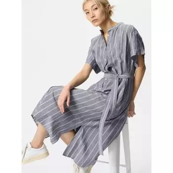 Платье Uniqlo из льняной смеси Relax с коротким рукавом C 06 GRAY/WOMEN XS