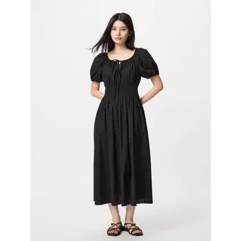 Платье Uniqlo с объемным рукавом и коротким рукавом 09 BLACK/WOMEN XS