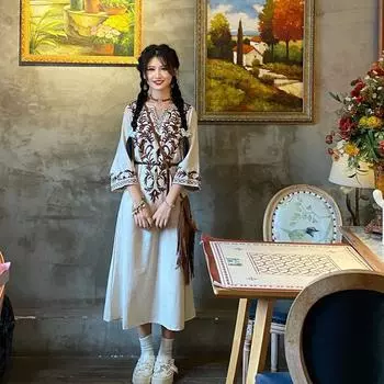 Платье в богемном стиле Китай Юньнань Дали Путешествие Праздничное платье Вышитое платье L разноцветный