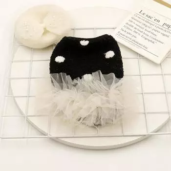 Платье в горошек с сеткой и пузырьками для домашних животных, осенне-зимняя плюшевая куртка для собак, одежда для йоркширских терьеров, жилет для кошек и собак, одежда для маленьких собак XS