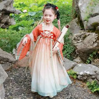 Платье в китайском стиле Ханфу для девочек, костюм в китайском стиле династии Тан 110 разноцветный