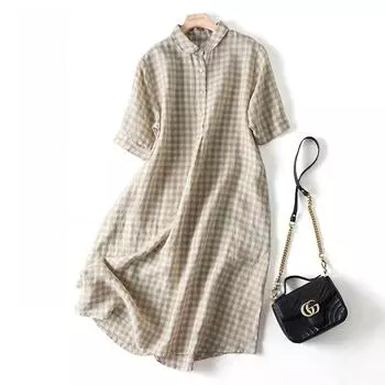 Платье в клетку в стиле ретро, все повседневное, с большим подолом, свободная женская длинная юбка M