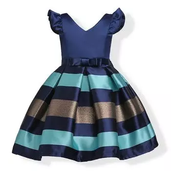 Платье в полоску для маленьких девочек, детские вечерние платья для девочек, одежда для свадебной вечеринки, детское рождественское платье принцессы, костюм