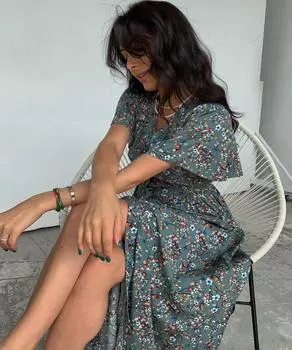 Платье в стиле бохо во французском стиле с цветочным принтом, женское элегантное платье с v-образным вырезом на шнуровке, летнее элегантное платье Para Mujer 2022, платье макси Vestido L