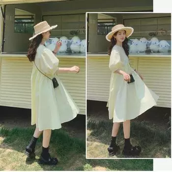 Платье в стиле французской принцессы с мягкими платьями и объемными рукавами S жёлтый