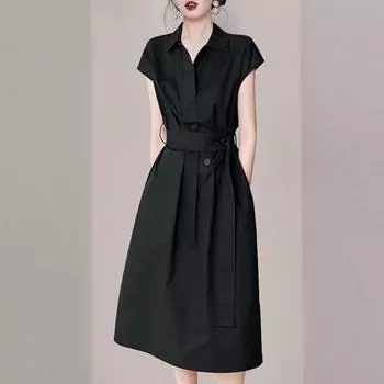 Платье в стиле ретро, облегающее талию. Летняя новая женская французская облегающая юбка-рубашка. S