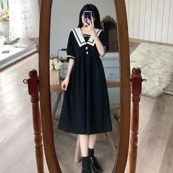 Платье в студенческом стиле для женщин, длинное платье в стиле ретро больших размеров L разноцветный