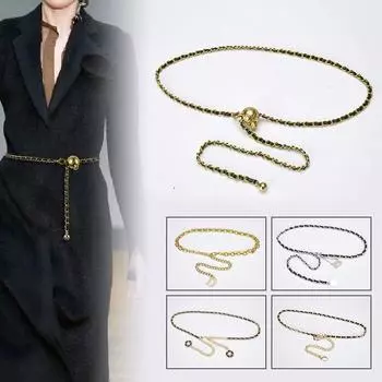 Платье высокого класса в стиле Xiaoxiang с поясом на талии и женским украшением 2024 года, новый модный аксессуар с металлической цепочкой на талии, дизайн Sense 100cm