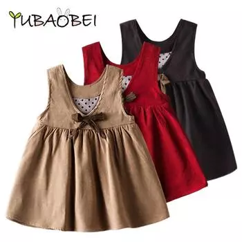 Платье YUBAOBEI для девочек, весеннее и летнее корейское платье принцессы без рукавов, детское милое платье-жилет с v-образным вырезом и бантом 3T чёрный