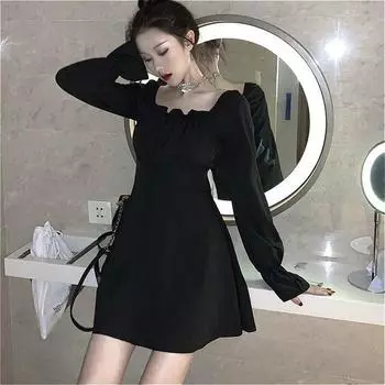 Платье женское модное винтажное с открытой спиной на шнуровке, шикарное черное классическое вечернее клубное платье, весенние платья в стиле ретро для девочек S чёрный