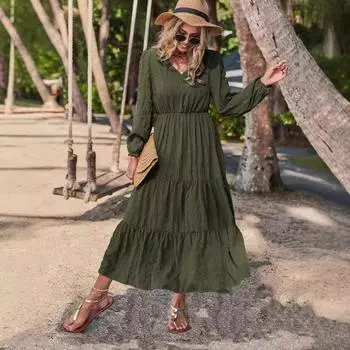 Платье женское в стиле «фонарик» в стиле пэчворк с рукавами-фонариками в стиле осень-зима-весна S чёрный