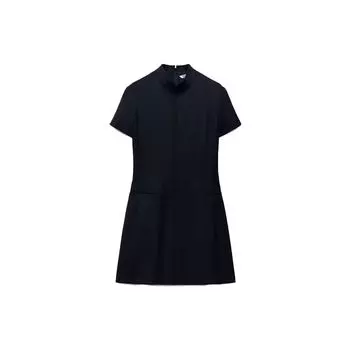 Платье женское Zara однотонное в полоску с коротким рукавом Синее 08759601401-33 M