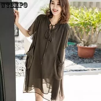 Платье женское Женское женское летнее свободное длинное платье с мясным чехлом