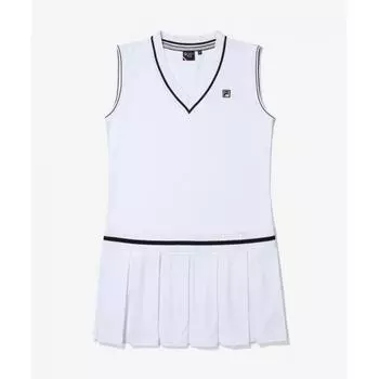 Платье-жилет из смеси хлопка пике с V-образным вырезом FILA FS2OPG2361FWHI WHITE/090