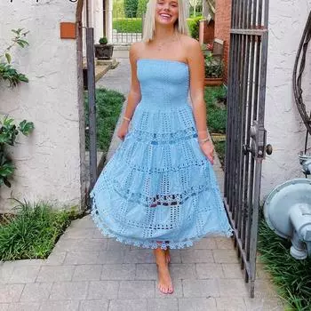 Платья без бретелек без рукавов с высокой талией и вышивкой А-силуэта с открытой спиной Женская мода S розовый