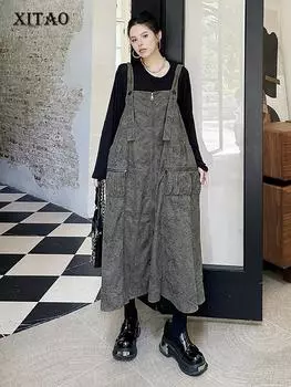 Платья без рукавов с квадратным воротником и бретельками XITAO HQQ2381 One Size чёрный