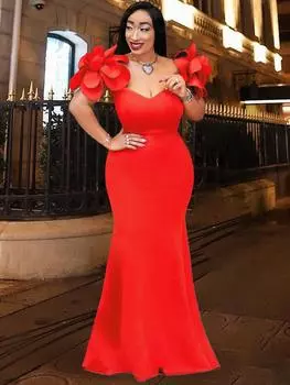 Платья длиной до пола Красное облегающее платье без рукавов с высокой талией Элегантные женские вечерние наряды для мероприятий Платье больших размеров для женщин