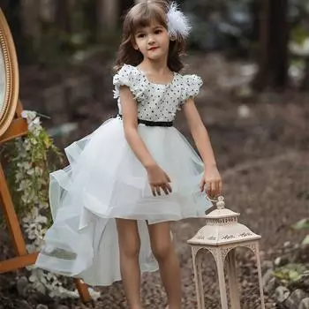 Платья для девочек-цветочниц для матери и дочери, кружевные платья для детей, платья принцесс со шлейфом, смокинг для девочек, свадебное платье, одежда для выступлений 100cm
