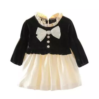 Платья для девочек. Детская одежда. Весеннее и осеннее платье с длинными рукавами. L