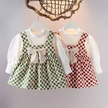 Платья для девочек Весенне-осенний стиль Платье для девочек в иностранном стиле 100