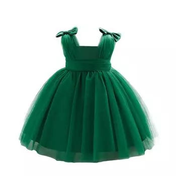 Платья для маленьких девочек, платья для вечеринок и свадеб, платья для новорожденных девочек с большим бантом, платье принцессы на первый день рождения для маленьких девочек LAL15 6-9M зелёный