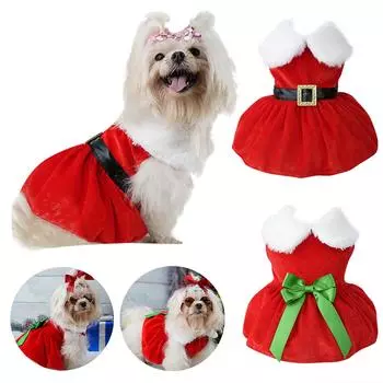 Платья для щенков для маленьких собак, Рождественский наряд для собак Санта-Клауса, термоодежда для домашних животных, одежда для собак L чёрный