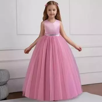 Платья для вечеринок и банкетов Платья для девочек Платья Платья принцесс с длинным бантом Платья Детские платья для игры на пианино 110cm серый