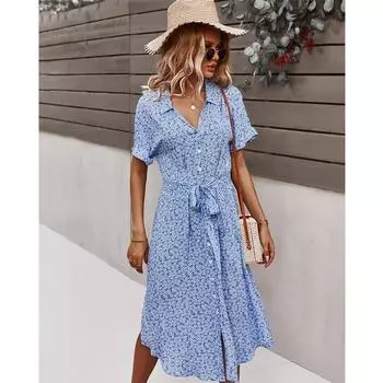 Платья для женщин, повседневные пляжные платья с короткими рукавами, женские летние праздничные сарафаны, длинное платье с цветочным принтом, туники Femmle S розовый