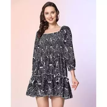 Платья для женщин с цветочным принтом и рукавом 3/4 S