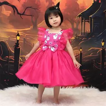 Платья на Хэллоуин, платье для девочек-цветочниц, праздничное платье для малышей на крещение, платье на второй день рождения, одежда для маленьких девочек, костюм принцессы на свадьбу, детский костюм 100 красный