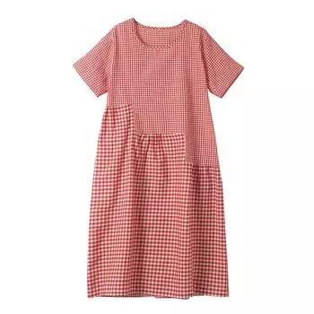 Платья на распродаже ClearanAe Женское литературное клетчатое приталенное удобное с круглым вырезом средней длины короткое Vestidos De Fiesta Elegantes M красный