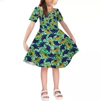 Платья с 3D принтом для девочек, детское праздничное платье принцессы без рукавов для девочек, платье-майка с 3D зеленым цветочным принтом 80 жёлтый