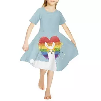 Платья с 3D принтом для девочек, детское праздничное платье принцессы без рукавов для девочек, платье-майка с 3D синим принтом кролика и любви 80 розовый