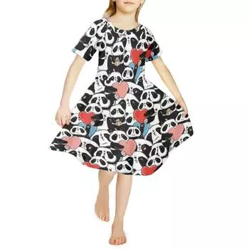 Платья с 3D принтом для девочек, детское праздничное платье принцессы без рукавов для девочек, платье-майка с 3D черным принтом медведя 80 чёрный