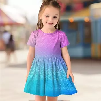 Платья с 3D принтом для девочек, детское праздничное платье принцессы без рукавов для девочек, светло-голубое платье с 3D принтом пайеток на бретельках 80 красный