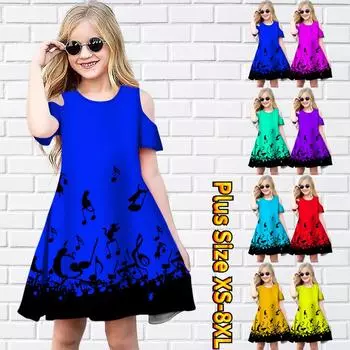 Платья с цветочным танцевальным принтом для девочек, детское праздничное платье с открытыми плечами для девочек, платье принцессы, платье с короткими рукавами для девочек старше 4 лет 80 синий