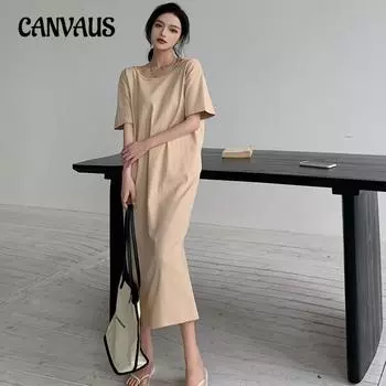 Платья Женские летние платья с открытой спиной Длинные платья Повседневные платья больших размеров M хаки