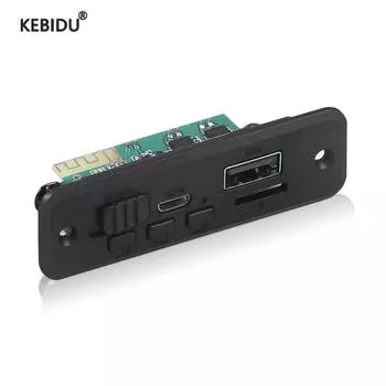 Плата декодера Kebidu MP3 5 В 2x3 Вт, усилитель Bluetooth 5.0, MP3-плеер, автомобильный FM-радиомодуль, поддержка записи звонков, FM TF USB (2x3W)