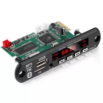 Плата декодера MP3 Беспроводной Bluetooth 5.0 DC 5 В 12 В Декодер MP3 MP4 Плеер Поддержка MP5 Видео USB TF FM Автомобильный Радио Модуль