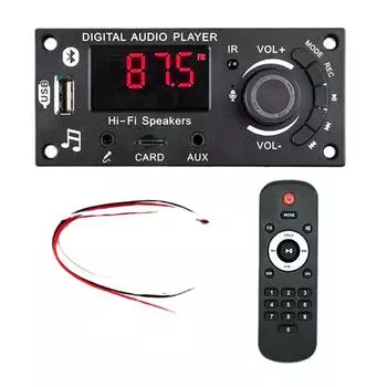 Плата декодера Mp3, плата аудиоусилителя 2 * 50 Вт, материнская плата Bluetooth для автомобиля с разъемом для радиомикрофона, запись постоянного тока 5-25 В чёрный