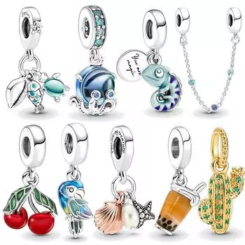 Плата Подвески Ley 925 Подвески Воздушный шар и Защитная цепочка Серия Бусины Подходит для оригинального браслета DIY Ювелирные изделия