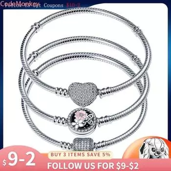 Plata Pulseras Of Ley 925 Silver Sale Classic Heart Bracelet Fit Original Beads Charms Diy Jewelry Gift Pulseras Mujer 17cm