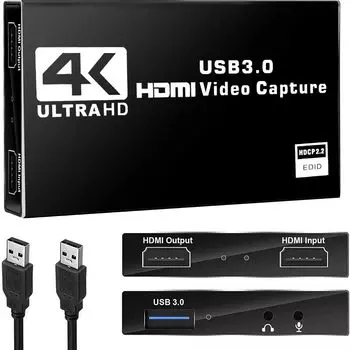 Плата захвата BotthHealth 4K HDMI Passthrough 1080P 60FPS Видеозахват игры Full HD 60 Гц Видеозахват Подходит для экрана видео в реальном времени для игр